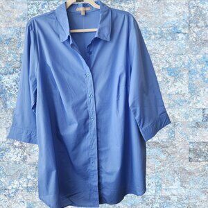 Woman Within French Blue 3/4 Sleeve Shirt Size L (18W/20W)